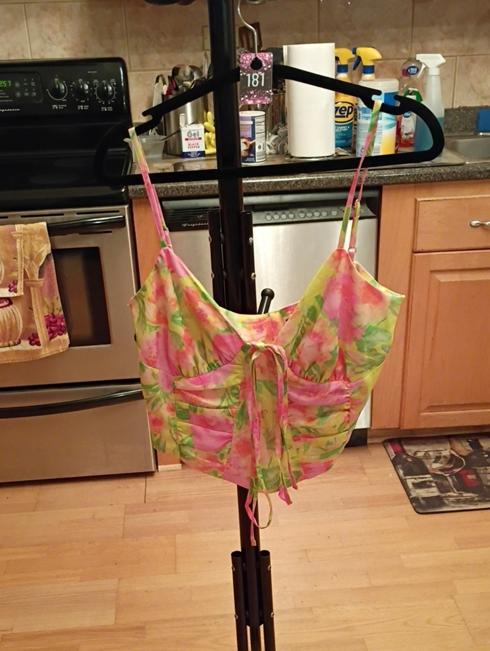 ASOS Pink & Green Floral Tie-Front Cami